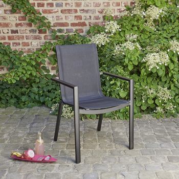 Silla De Jardín De Aluminio Y Textileno Gris
