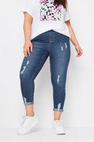 yours jeggings azules capri grace con desgarros y bajo remangado mujer curvy y tallas grandes yours