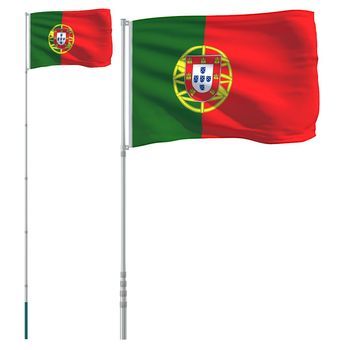 Mástil Y Bandera De Portugal Aluminio 5,5 M Vidaxl