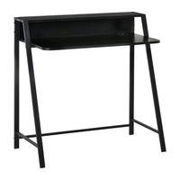 escritorio de ordenador 84x45x85cm con estante y pasacables mesa de estudio de mdf y metal negro