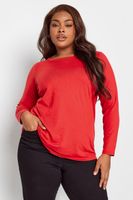 yours camiseta roja con manga larga mujer curvy y tallas grandes yours