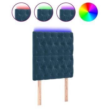 Cabecero Con Luces Led Terciopelo Azul Oscuro 80x7x118/128 Cm Vidaxl
