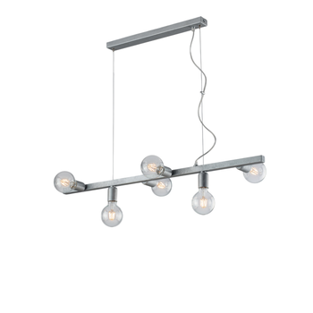 Lámpara Colgante Fabian En Hierro Lacado Blanco Y Plata 6 Luces L.101 X 16 Bl293-6-arg