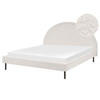 cama minimalista boucle tapiceria poliester somier cabecero semicircular 160 x 200 cm blanco margut