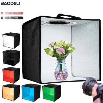 Caja de luz de estudio fotográfico de 30cm y 12 pulgadas, Kit de tienda de fotografía con brillo ajustable y 120 luces LED, 6 fondos, artículos pequeños