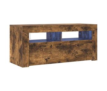 Mueble tv - mesa de tv con luces led roble ahumado 90x35x40 cm