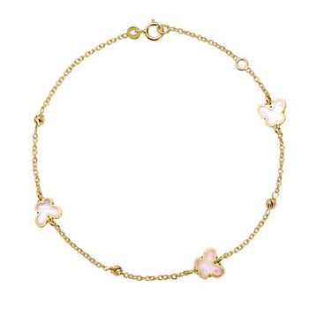 Pulsera mariposa para mujer en oro 14 quilates