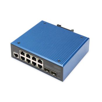 Conmutador Industrial Gigabit Ethernet PoE+ Gestionado L2 8+2 Puertos Digitus DN-651157