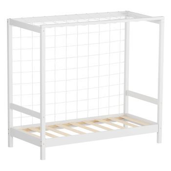 Cama Infantil 70x140 Cm Con Portería De Fútbol, Madera De Pino Blanca
