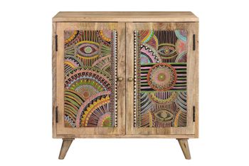 Cómoda madera de mango natural y multicolor