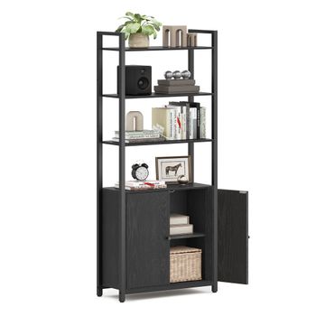 Librería de 6 Niveles 24 x 60 x 159,5 cm, Negro Ébano + Negro Tinta