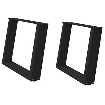 Patas De Mesa De Centro Forma U 2 Uds | Patas Para Mesa Acero Negro 70x(42-43) Cm
