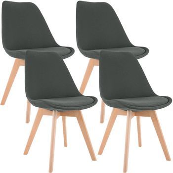 Juego De 4 Sillas De Comedor Linares Tela Gris Oscuro 50x49x83 Cm Clp