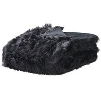 manta de acrilico negro 200 x 220 cm poliester pelo largo dormitorio delice