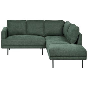 Sofá Esquinero Moderno Tapizado 4 Plazas Patas De Metal Respaldo Acolchado Minimalista Tela Izquierdo Verde Oscuro Breda