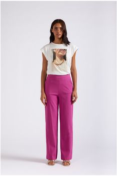 pantalones palazzo tejido superstretch hot pink