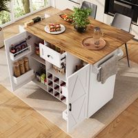 isla de cocina con espacio de almacenamiento estantes para aperitivos extensible blanca