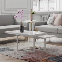 mesa de centro en efecto marmol blanco