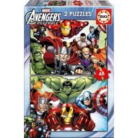 educa set de 2 puzzles infantiles de 48 piezas avengers vengadores marvel medida montados 28 x 20 cm  2x48 piezas educa