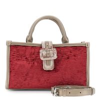 mini bolso de terciopelo con detalles de piel sintetica multicolor