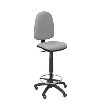 Taburete Ergonómico Con Mecanismo De Contacto Permanente, Regulable En Altura, Aro Reposapiés Y Ruedas De Parquet  Asiento Y Respaldo Tapizados En Tejido Bali Color Gris Piqueras Y Crespo Modelo T04cp