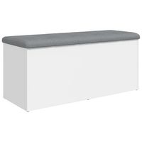 banco con almacenaje  banco de almacenamiento madera de ingenieria blanco 102x42x45 cm