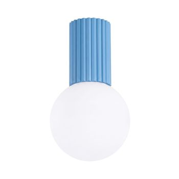 Plafone azul claro aluminio/vidrio alt. 21 cm