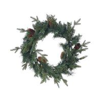 corona de navidad con pinas sinteticas y bayas para puerta 60 cm verde kamerun