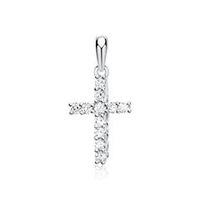 14 quilates oro blanco colgante cruz diamante 015 ct