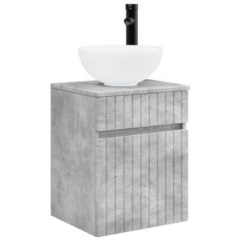 Vanidad De Lavabo Montada En La Pared Gris Hormigón Vidaxl