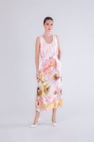 vestido largo de saten estampado pink gradient flower