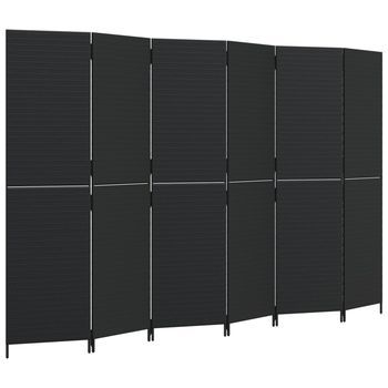 Biombo De 6 Paneles Ratán Sintético Negro Vidaxl