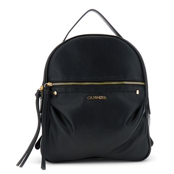 mochila con efecto piel granulada suave y aplicaciones de remaches metálicos. black