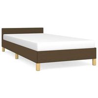estructura de cama con cabecero de tela marron 100x200 cm