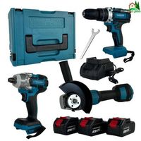 pack 3 herramientas 21v taladro percutor amoladora y llave de impacto  3 baterias