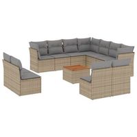 juego de sofas jardin con cojines beige mezcla 12 pzas ratan pe vidaxl