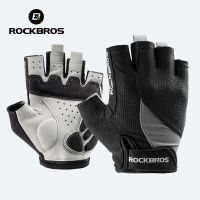 rockbros guantes de medio dedo para bicicleta mtb road primavera verano pantalones cortos transpirables guantes de bicicleta hombres mujeres guantes de ciclismo acolchados de gel