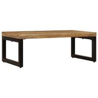 mesa de centrormesa auxiliarrmesa de cafe madera maciza de mango y acero 100x50x35 cm