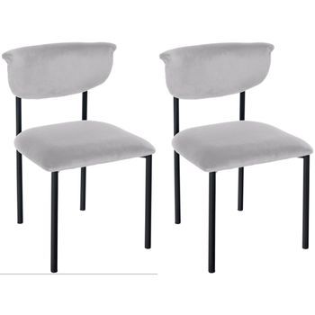 Juego De 2 Sillas De Comedor Gambell Terciopelo Gris 53x52x78 Cm Clp