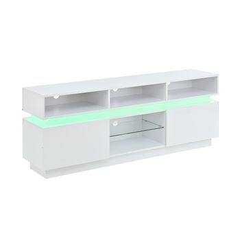 Mueble Tv Blanco De 160 Cm Con Led Controlado Por Aplicación Y 10 Espacios