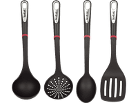set utensilios cocina - tefal ingenio premium k206s414 cuchara cuchara colador espatula cucharon sin pba negro