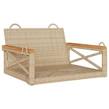 Banco Columpio | Banco De Jardín De Ratán Sintético Beige 63x62x40 Cm