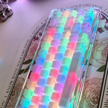 Tapa de tecla antiniebla Kermeates, pantalla de seda transparente, perfil OEM, 130 teclas para teclado mecánico Cherry MX 7U, tecla espacial