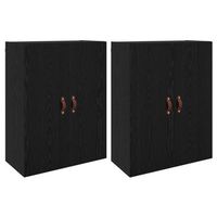 armario de pared 2 pcs roble negro 695 x 34 x 90 cm vidaxl
