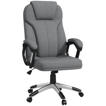Vinsetto Silla de Escritorio Silla de Estudio Giratoria con Función Basculante Altura Ajustable Reposabrazos 66x75x110-120cm Gris