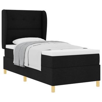 Cama Tipo Box Spring Con Cabecera Manual Negro 200 X 90 Cm Tela Vidaxl
