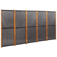 biombo biombo biombo 5 paneles x negro 350 x 180 cm textileno negro y madera dec031018