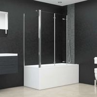 mampara de ducha de vidrio templado transparente 120x69x130 cm cfw78091