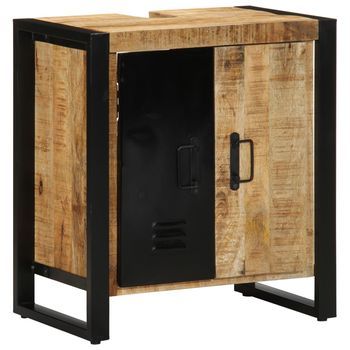 Armario De Baño  55x35x60 Cm Madera Maciza Áspera De Mango V9768 Unico / Marrón
