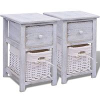 pack 2 uds mesitas de noche  mesa auxiliar  mesilla madera blanca